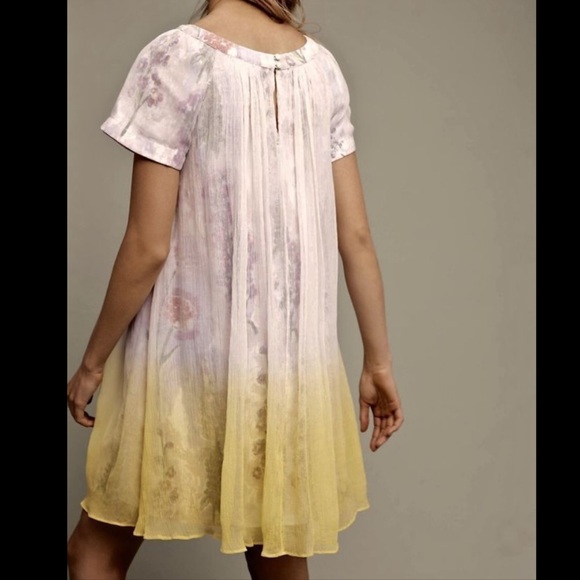 Anthropologie HD in Paris Ivory Ombre Chiffon Dress - Picture 2 of 14